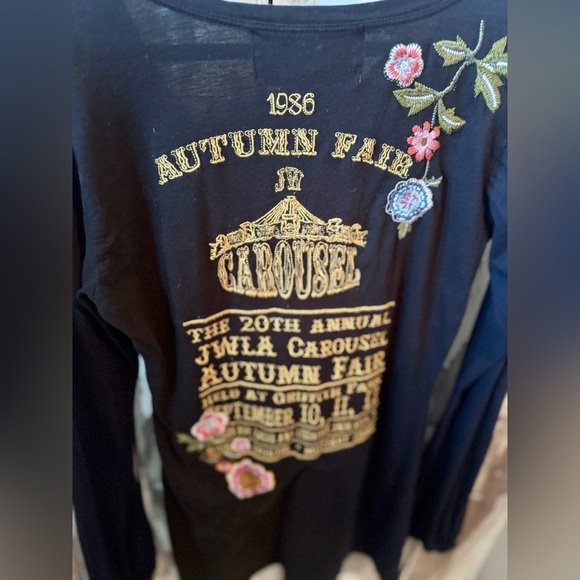 Johnny Was LA Vintage Carousel Horse Embroidered Shirt Black Size Small Fair - Picture 10 of 14